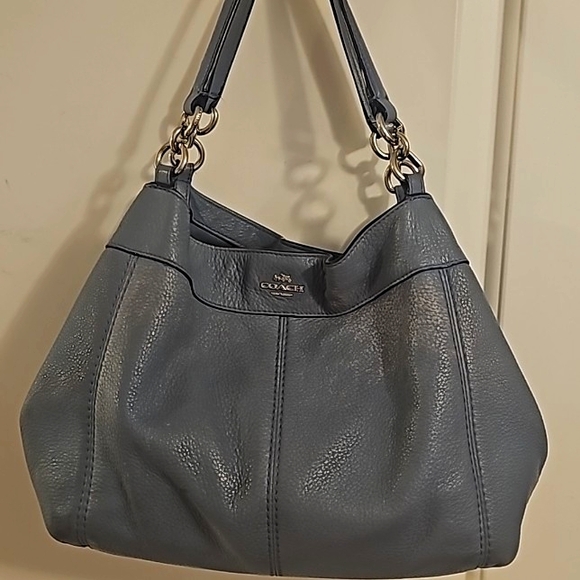 Coach Blue Satchel, Pebble Soft Leather - Picture 1 of 7